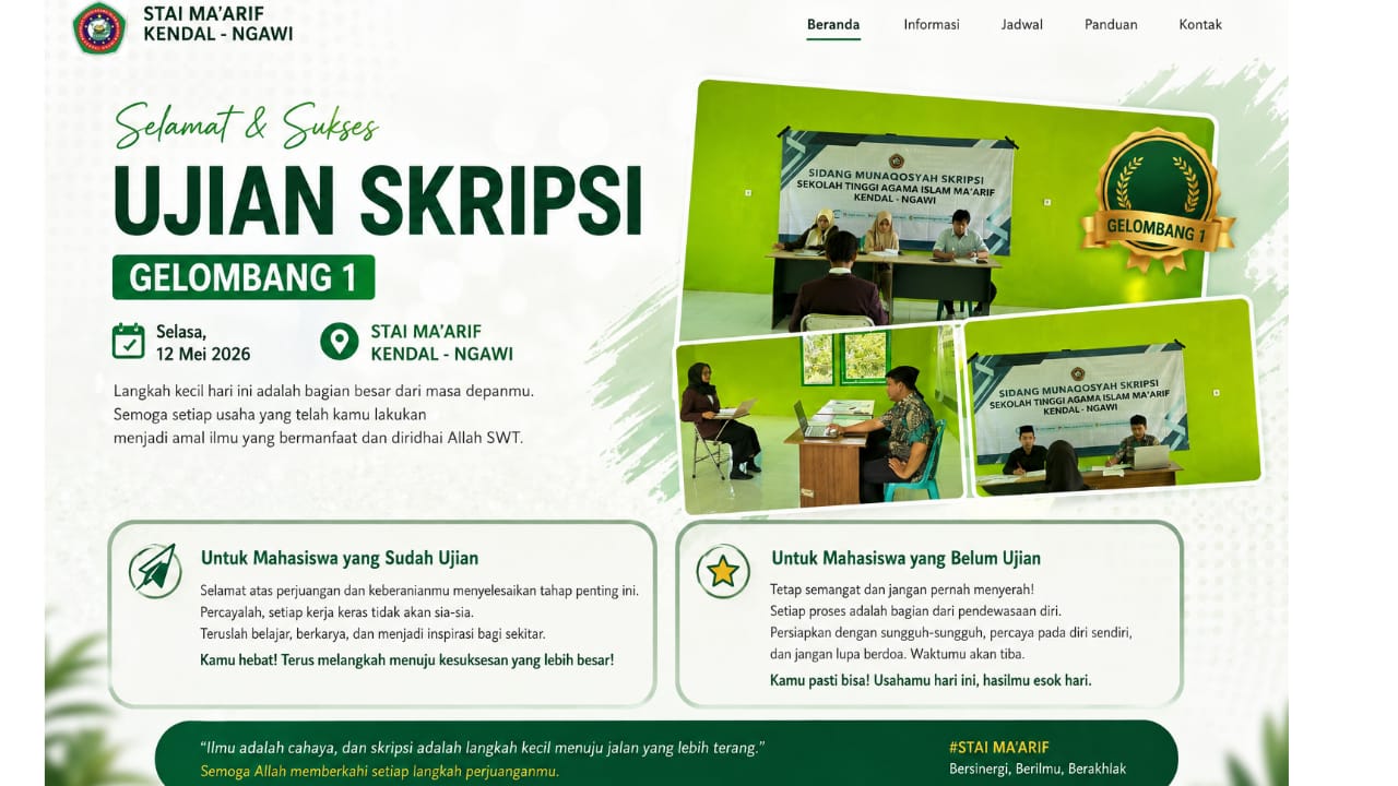 Sidang Munaqasyah Skripsi Gelombang Pertama STAI Ma’arif Kendal Ngawi Resmi Digelar